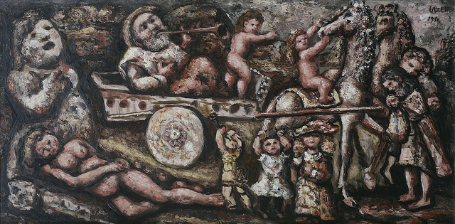 Fundación Laxeiro en Vigo. Cuadro de Laxeiro "Llegada del Rey Breogán a Galicia". 1954.